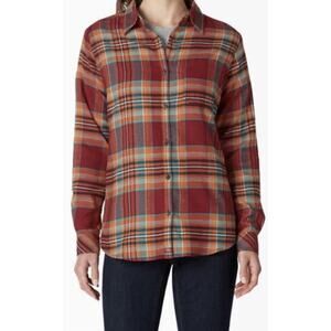 New DICKIES Women’s Flannel Shirt Size Small Plaid Long Sleeve Pocket NWT